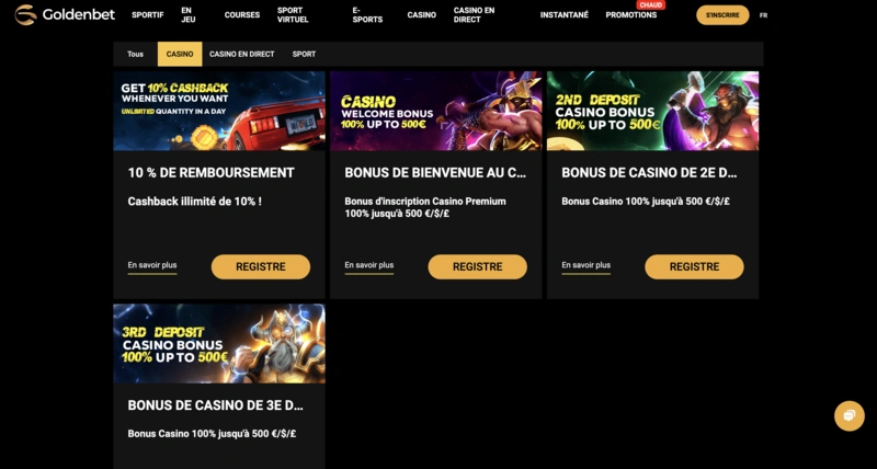 Goldenbet Bonuses